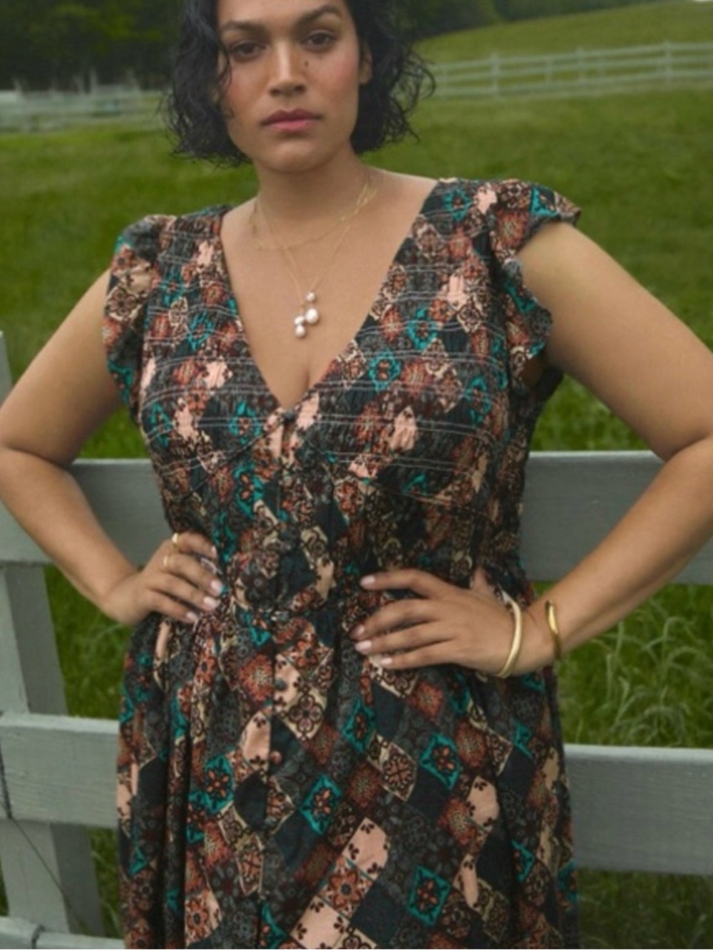 Maeve Anthropologie Boho Smocked Flutter Sleeve Dress Plus Size 3X NWOT - Picture 2 of 4